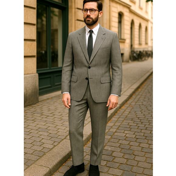 Botany 500 Mens 42R 2 Piece Suit Jacket Wool Blazer Dress Pant 32x30 Plaid Gray - Picture 1 of 14